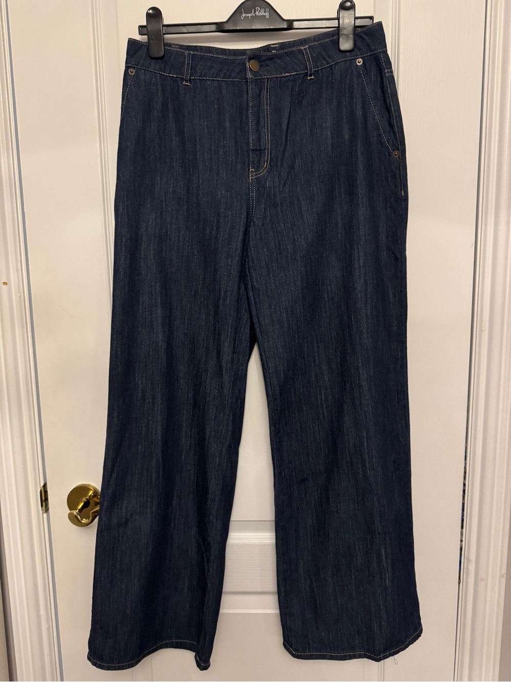 Melanie Lyne High-Rise Wide-Leg Trouser Jean-like in Dark Blue